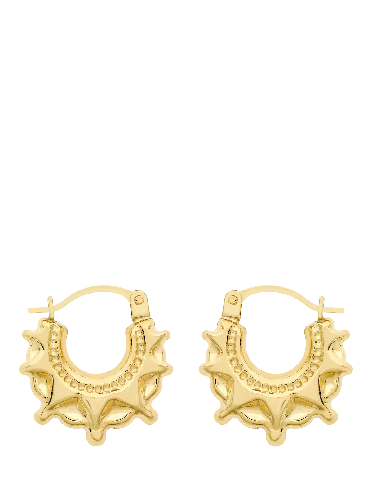 IBB 18ct gold creole hoop earrings with star pattern - UK version