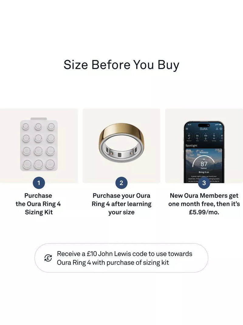 Oura Ring 4 sizing kit with ring sizers, UK version