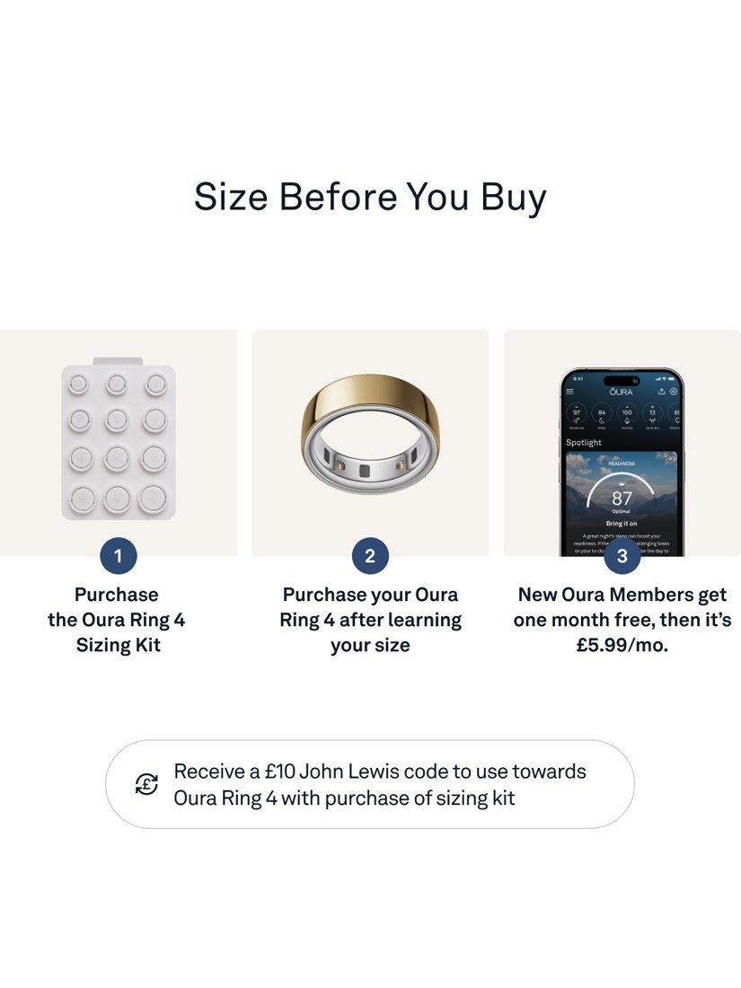 Oura Ring 4 sizing kit with ring sizers, UK version