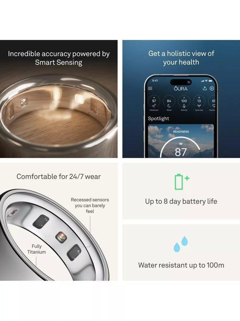 Oura Ring 4 silberner Smarter Ring, UK-Version