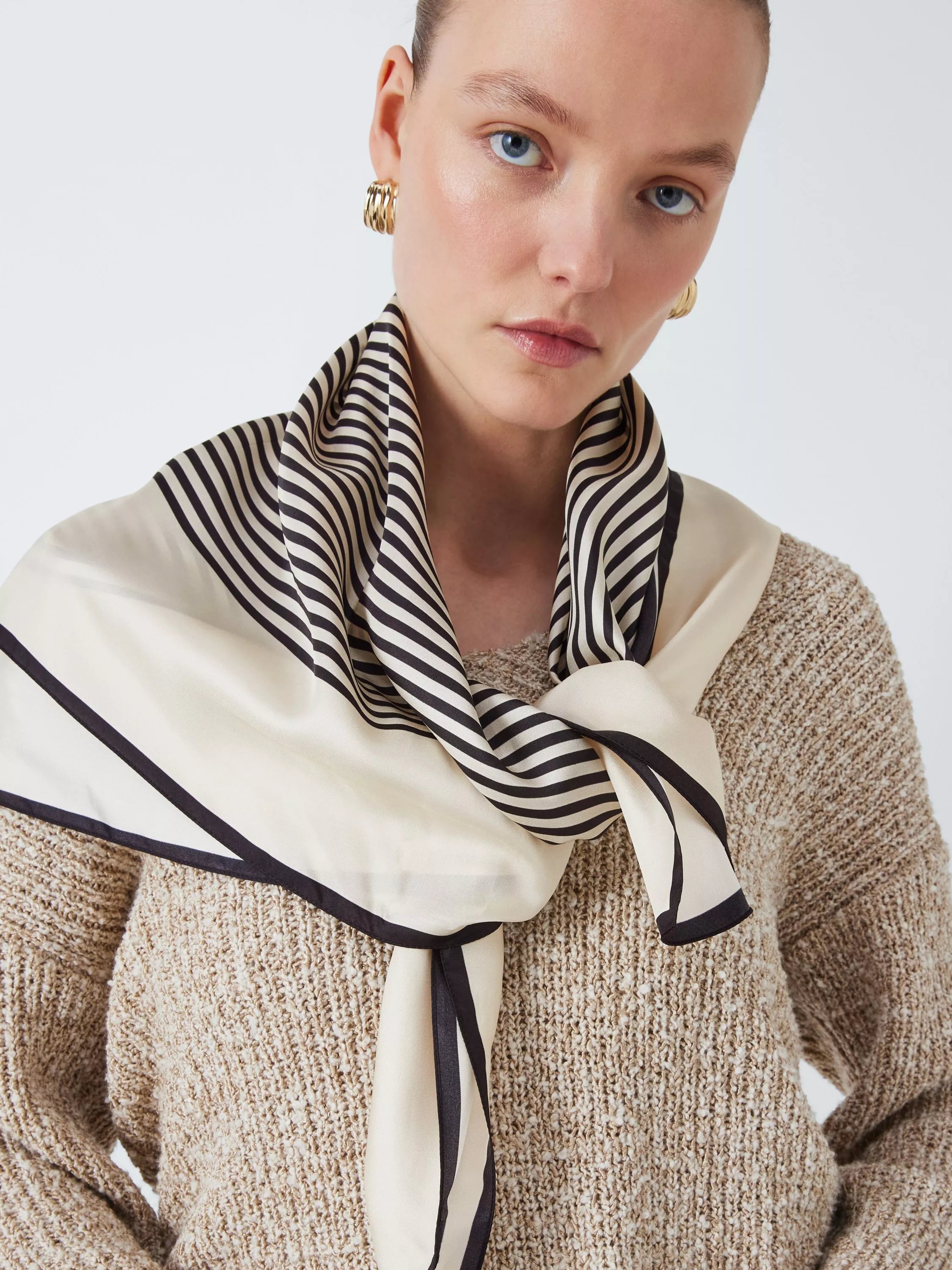 John Lewis silk scarf stripe print 90cm square, UK version