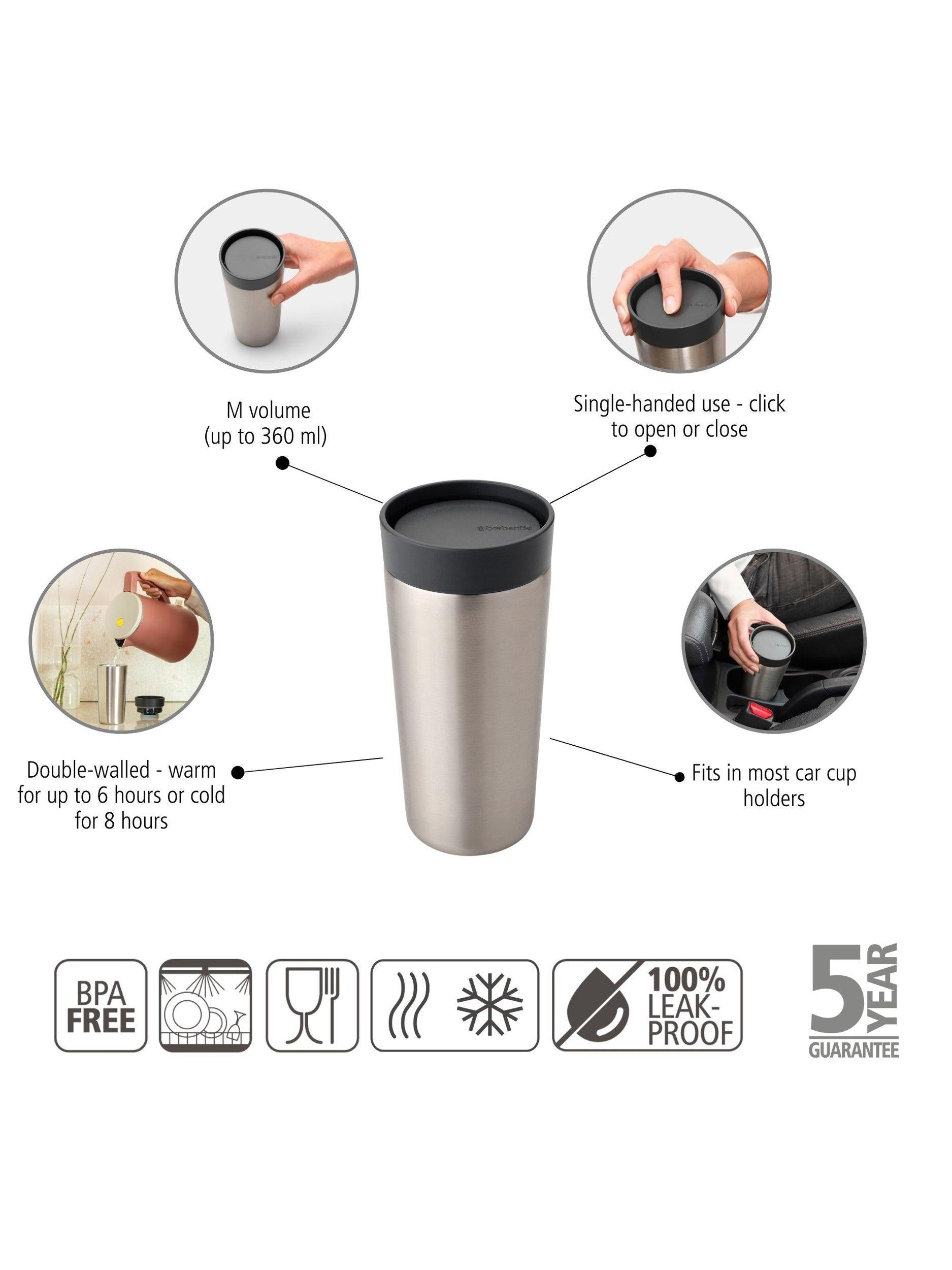 Brabantia isolierter auslaufsicherer Reisebecher 360ml (Britische Marke)