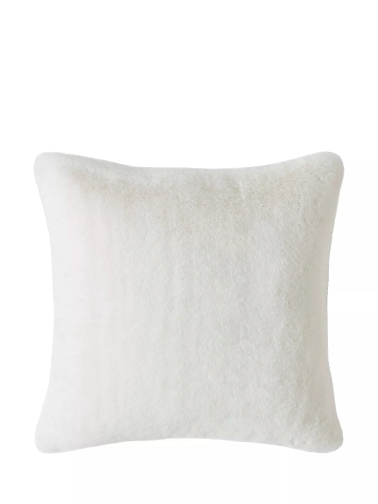 Laura Ashley Newland Faux Fur Cushion, Arctic White