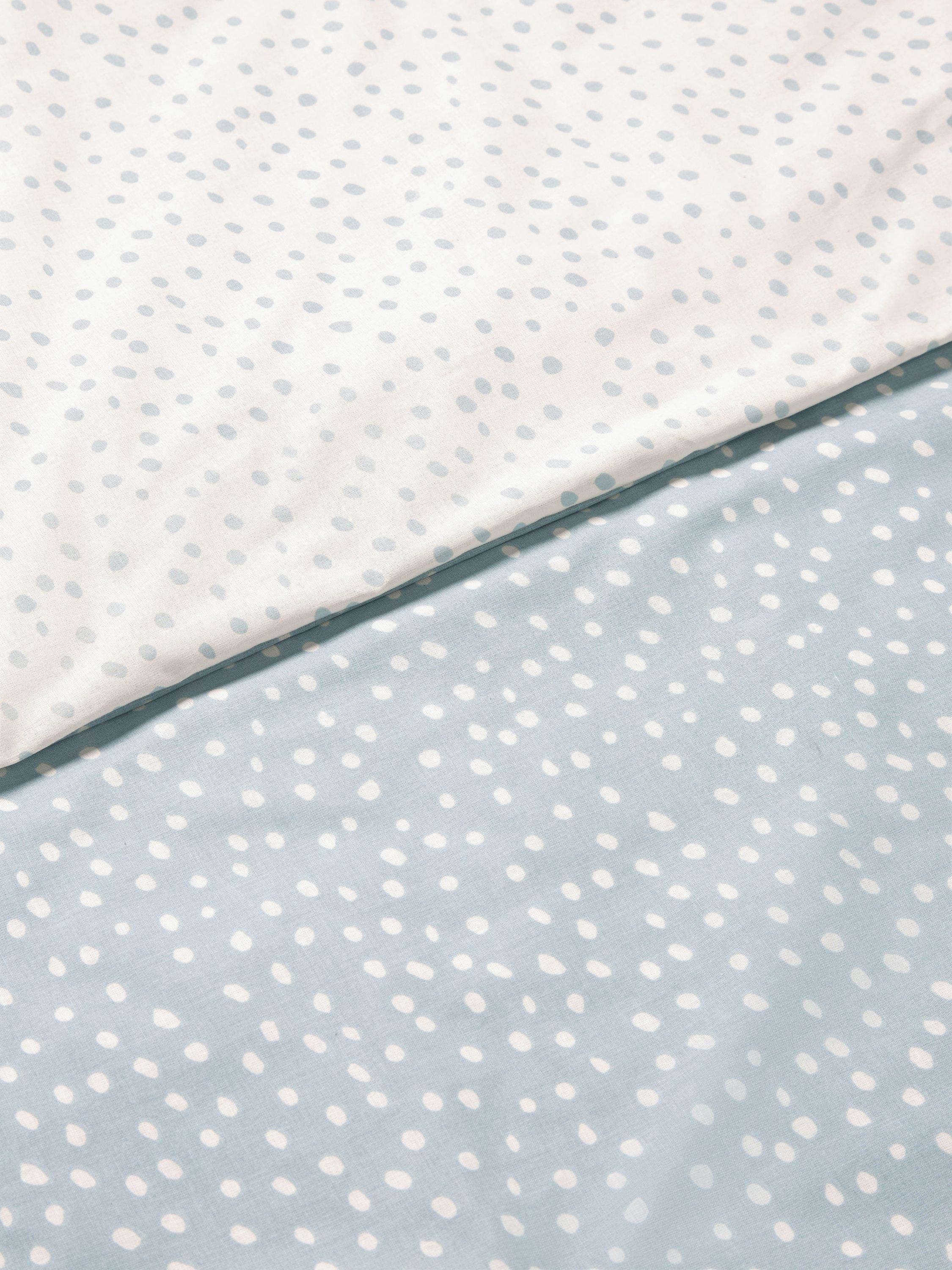 John Lewis blue spots cotton duvet cover and pillowcase set for cot - British product