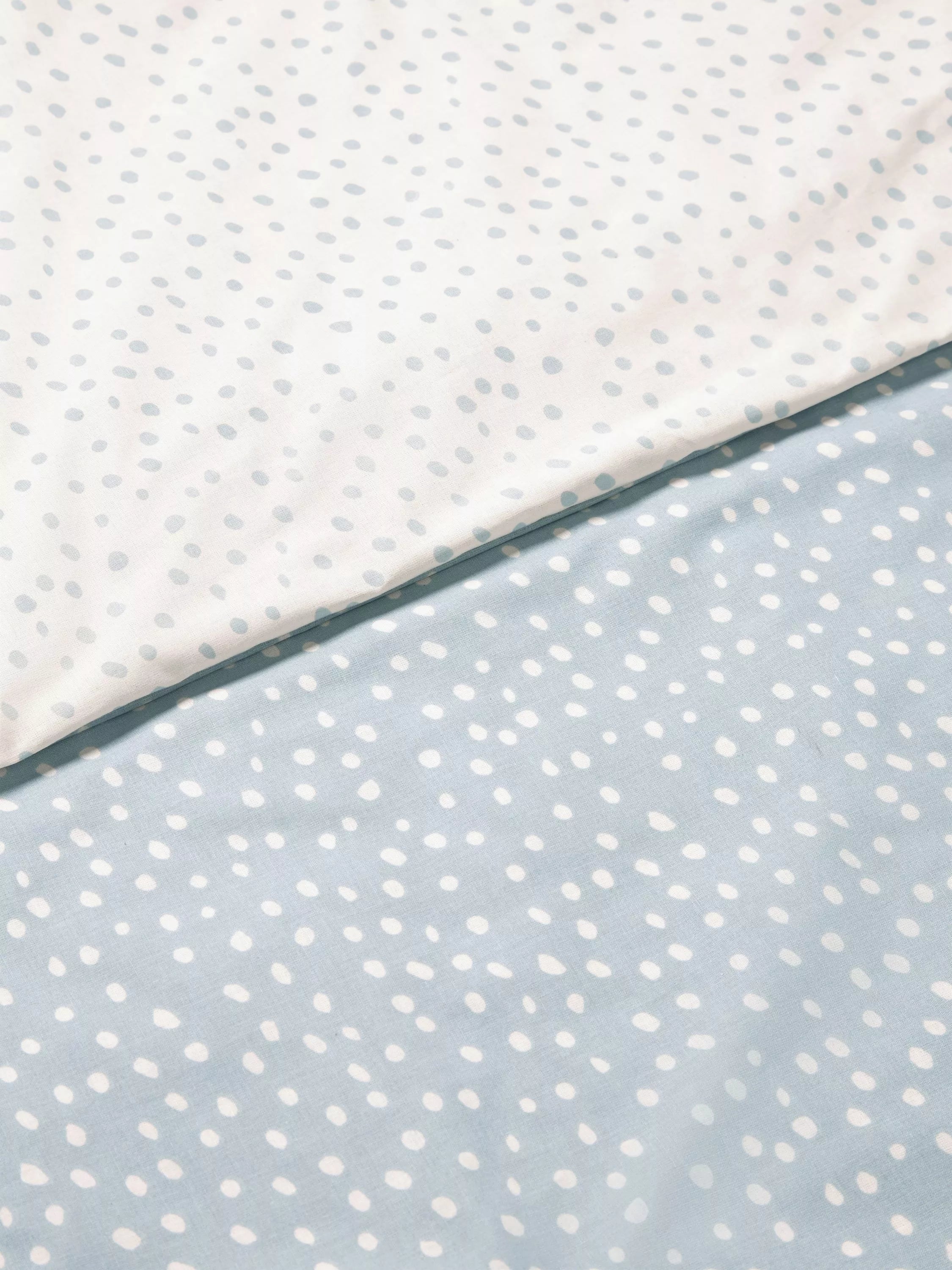 John Lewis blue spots cotton duvet cover and pillowcase set for cot - British product