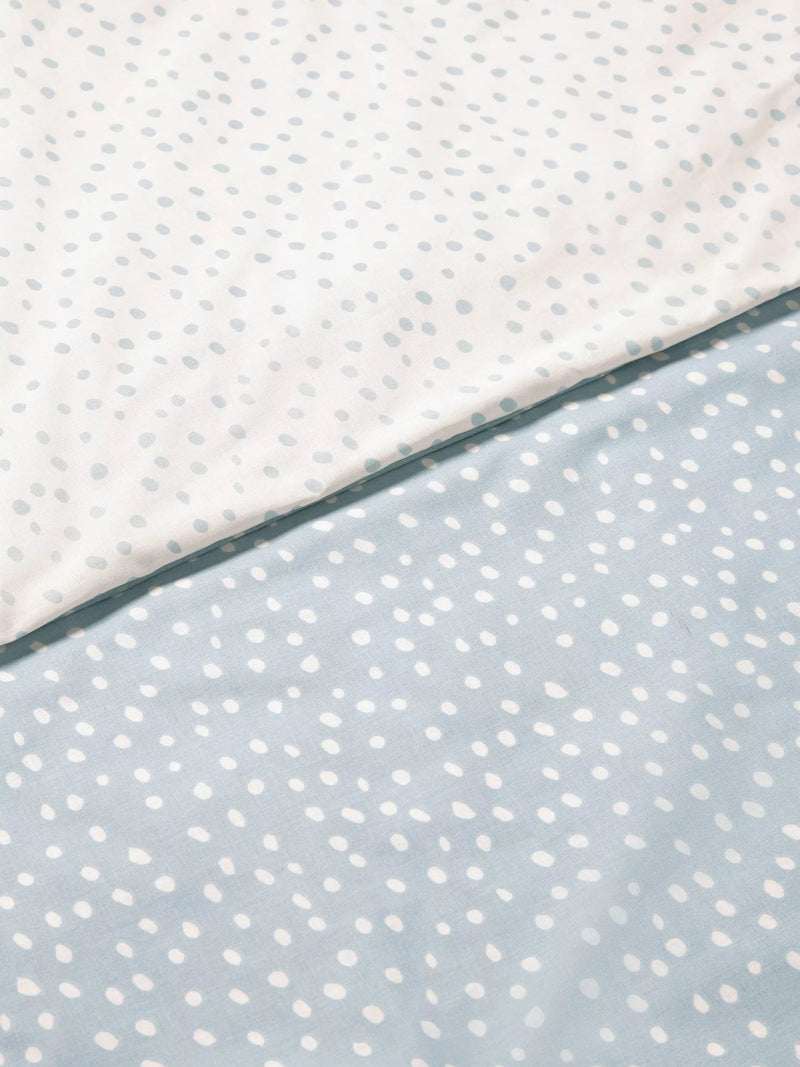 John Lewis blue spots cotton duvet cover and pillowcase set for cot - British product