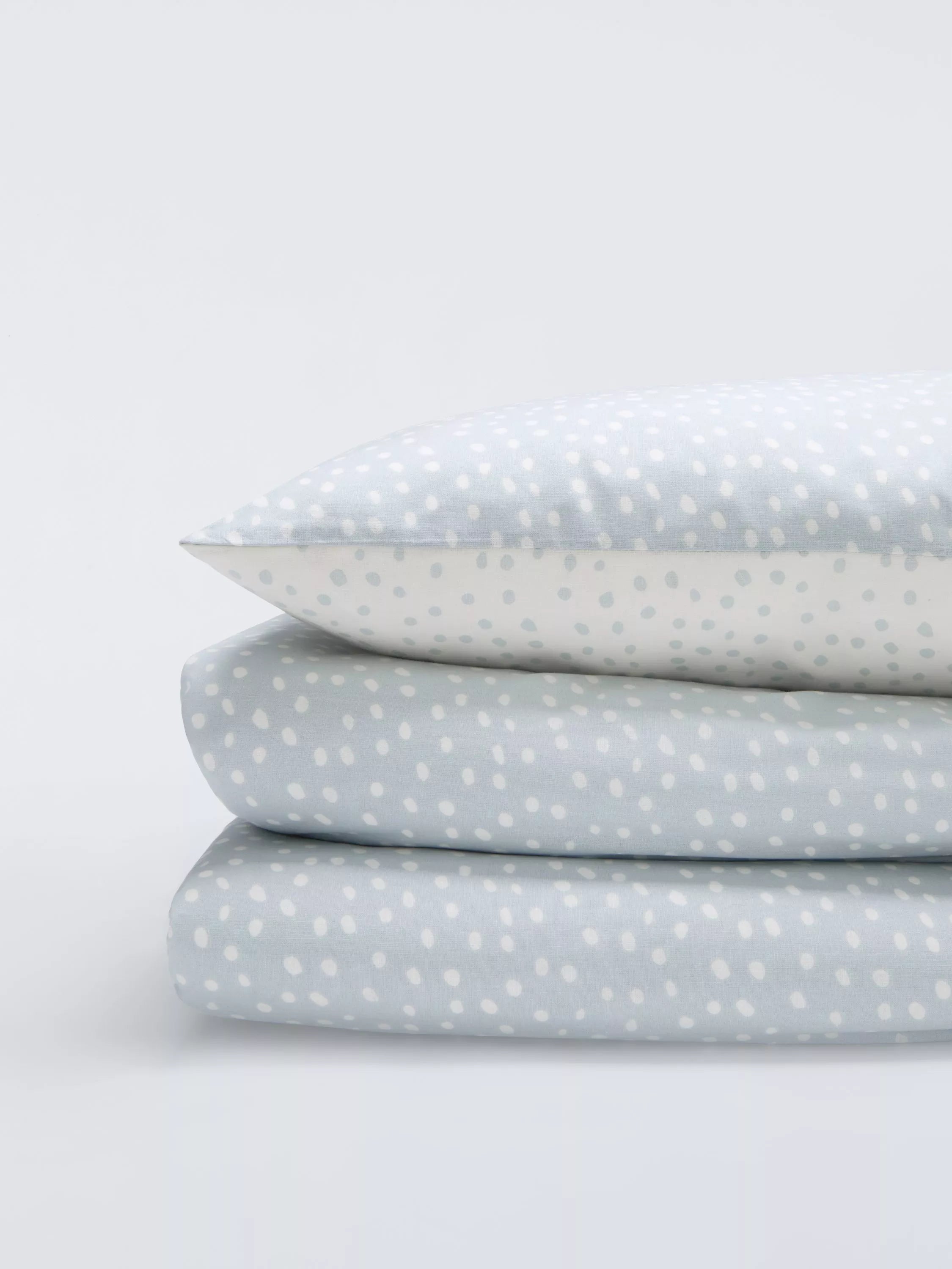 John Lewis blue spots cotton duvet cover and pillowcase set for cot - British product