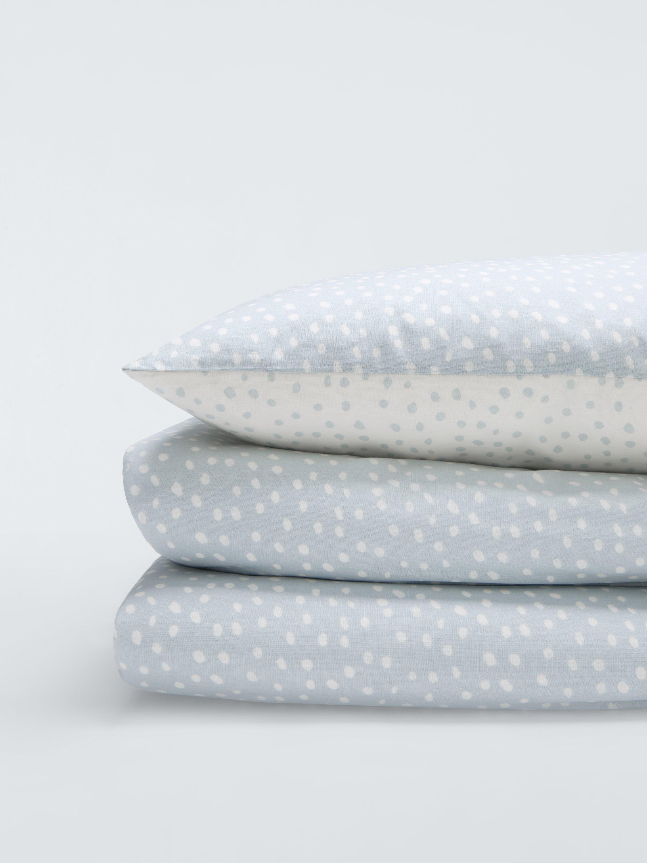 John Lewis blue spots cotton duvet cover and pillowcase set for cot - British product
