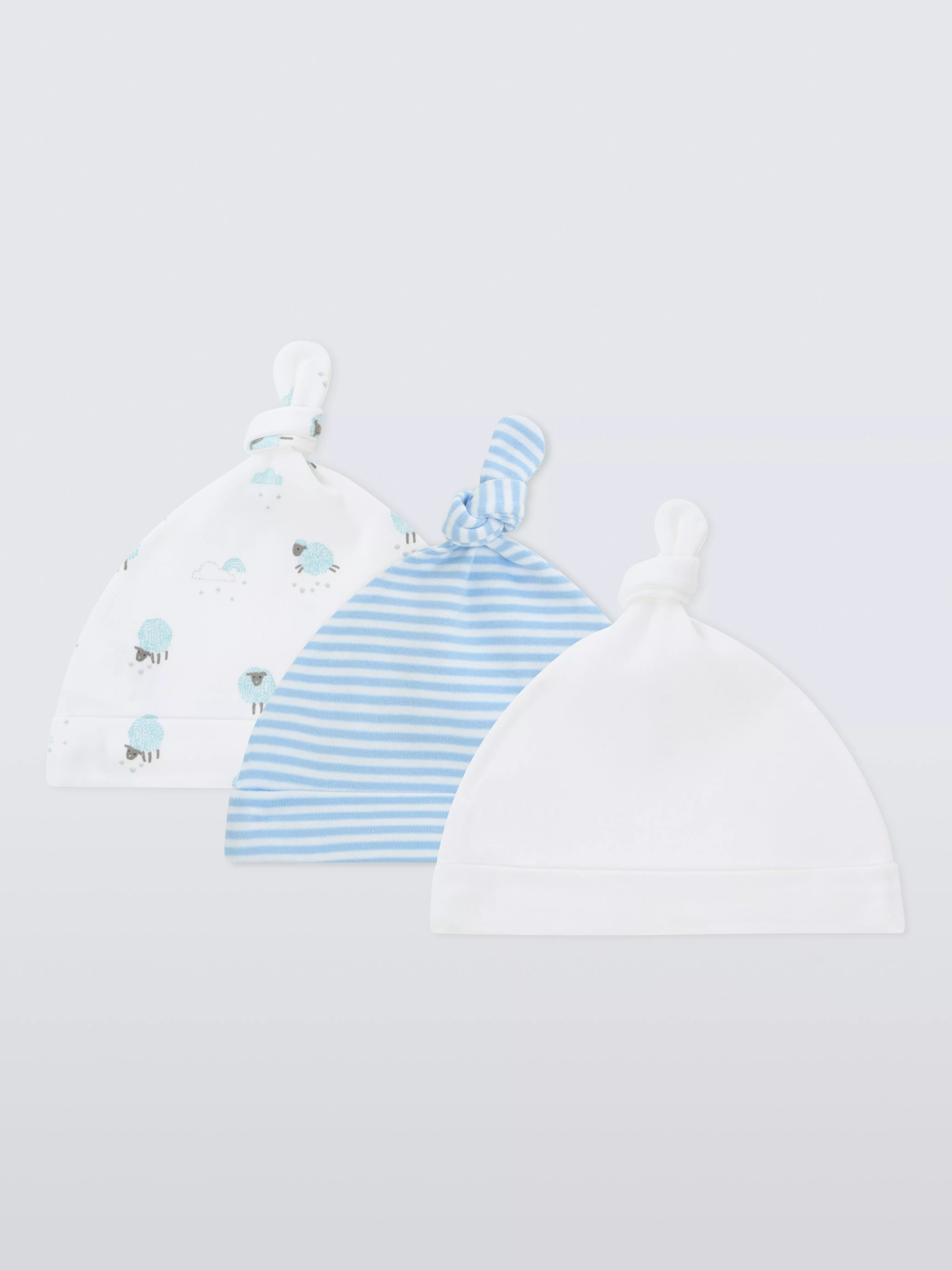 John Lewis baby cotton hats pack of 3 blue - British product