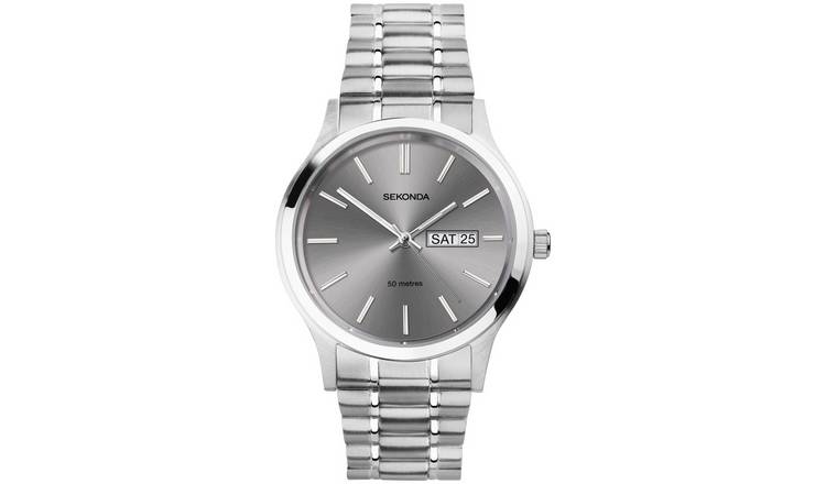 Sekonda men's watch grey dial stainless steel bracelet - British product