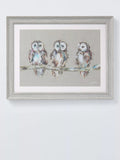 John Lewis Nicola Jane Rowles 'Owls' Framed Print & Mount, 35 x 45cm, Grey