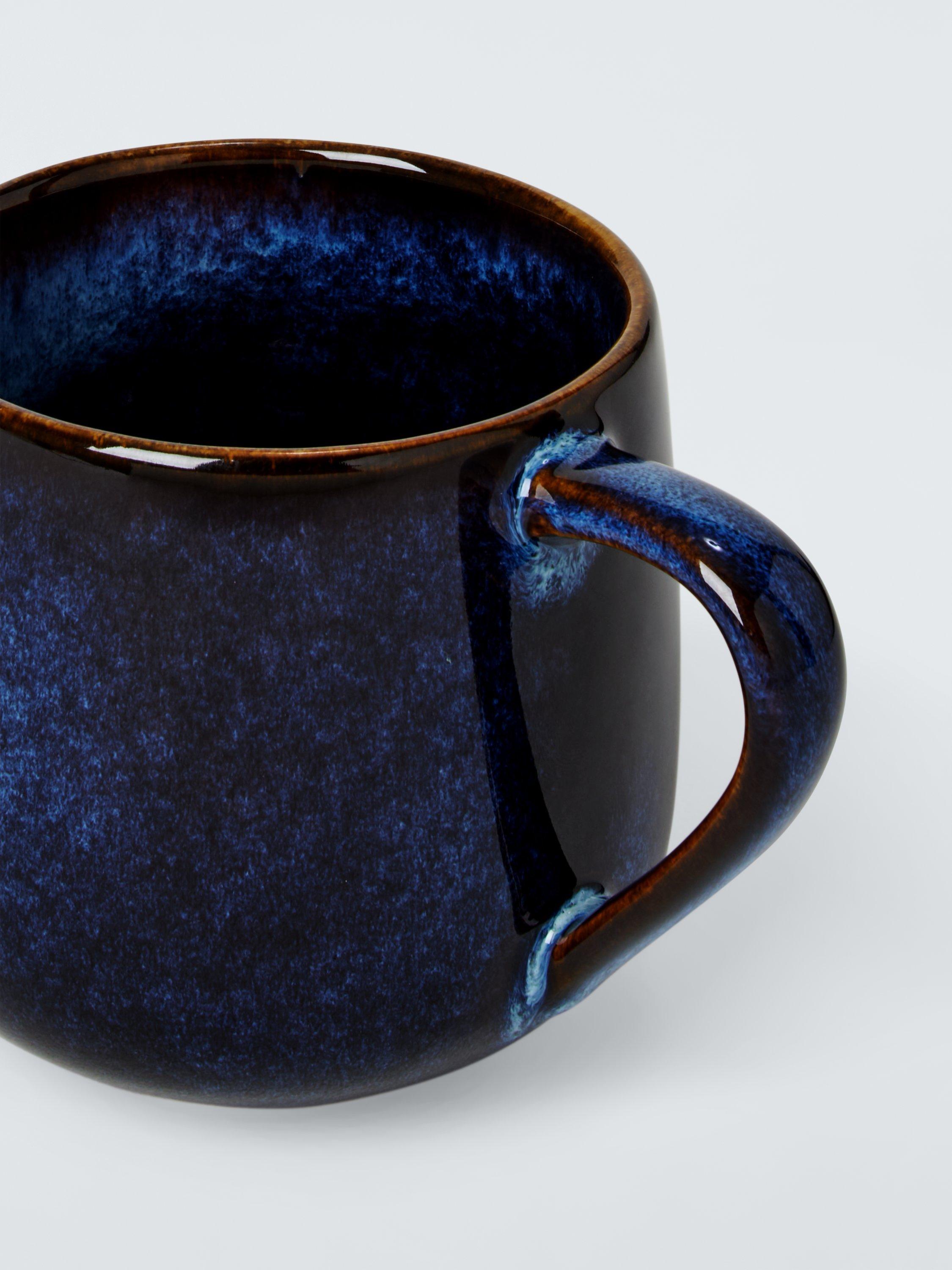 John Lewis stoneware mug set 350ml blue reactive glaze, UK version