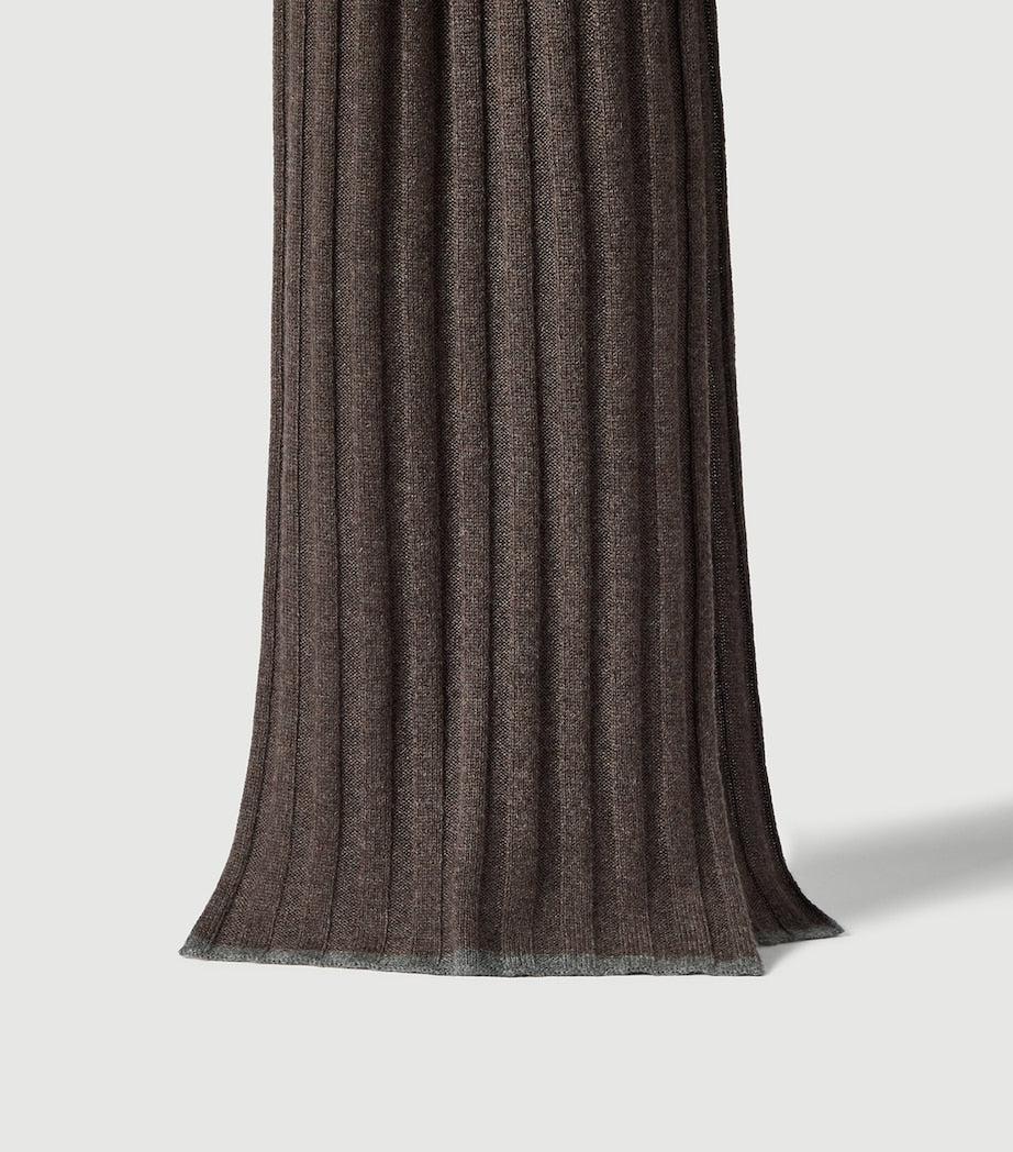 Brunello Cucinelli Kaschmir-Rippstrickschal 30x167cm, UK-Version