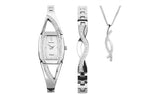 Sekonda ladies silver watch set with stone detailing - British product