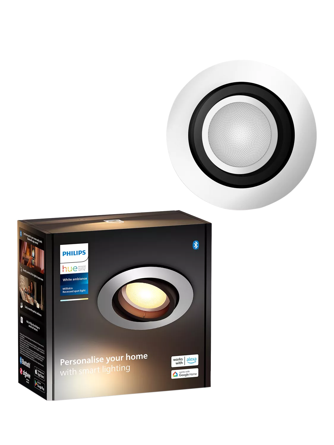 Philips Hue White Ambiance Milliskin recessed spotlight 5W, imported from the UK