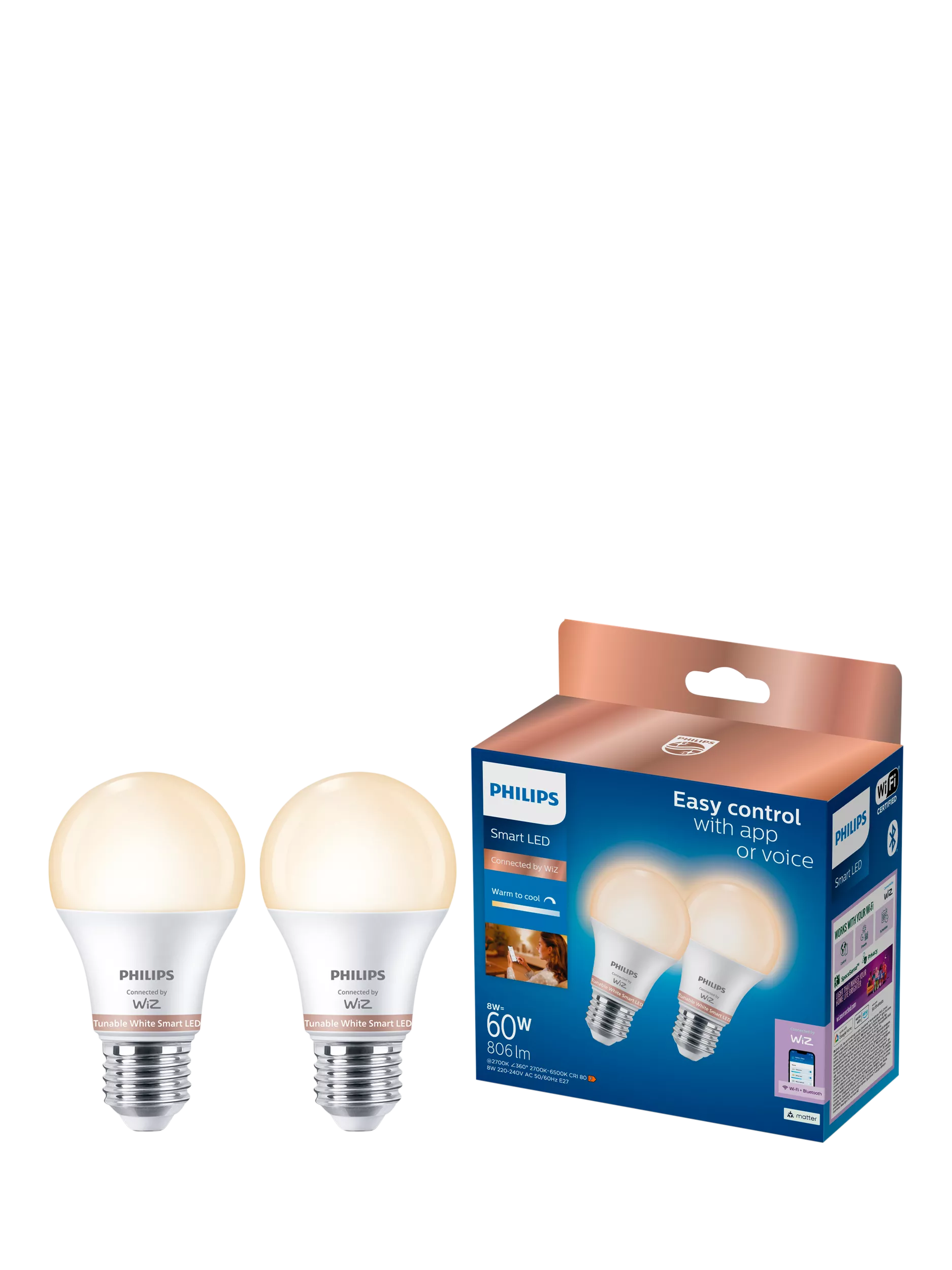 Philips smart LED bulb tunable white pack of 2 - British product