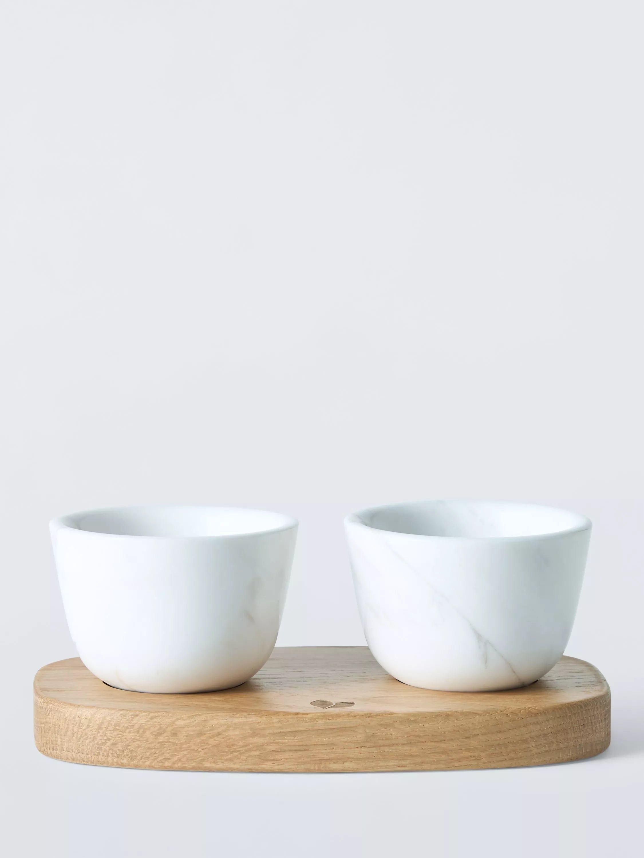 John Lewis Ella marble salt pepper pots FSC oak tray, UK version