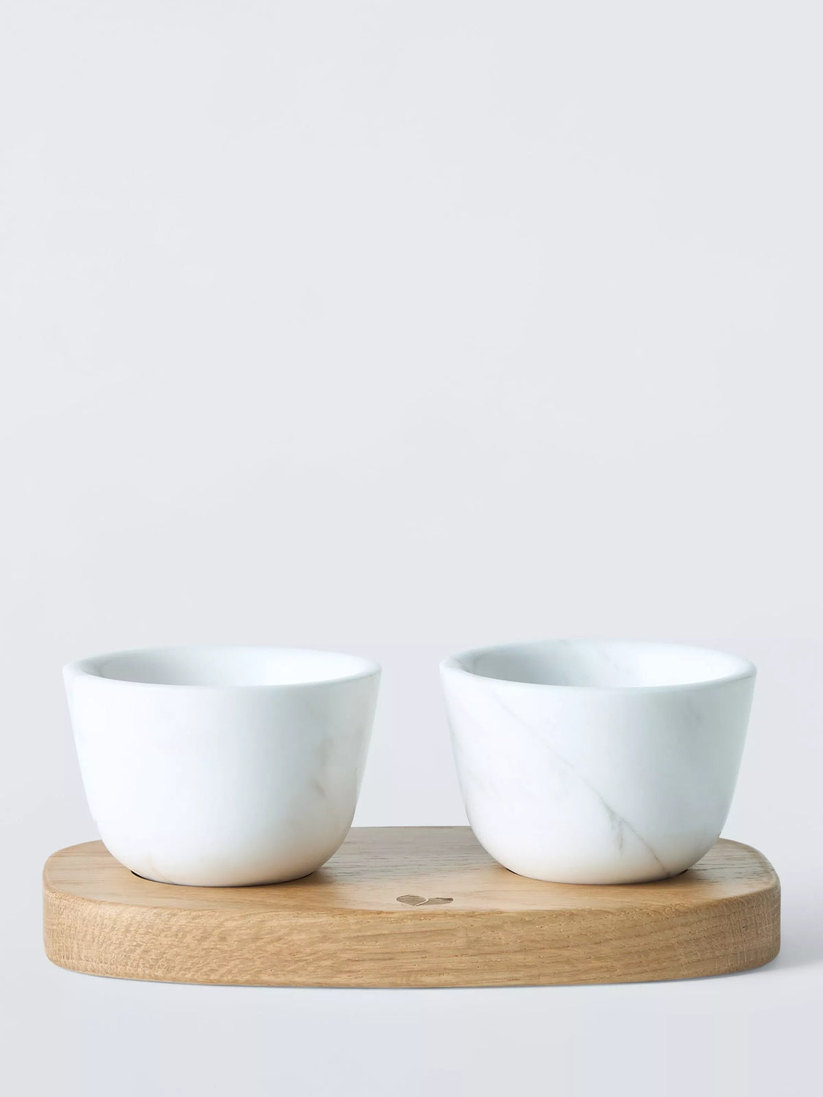 John Lewis Ella marble salt pepper pots FSC oak tray, UK version