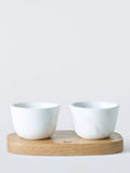 John Lewis Ella marble salt pepper pots FSC oak tray, UK version