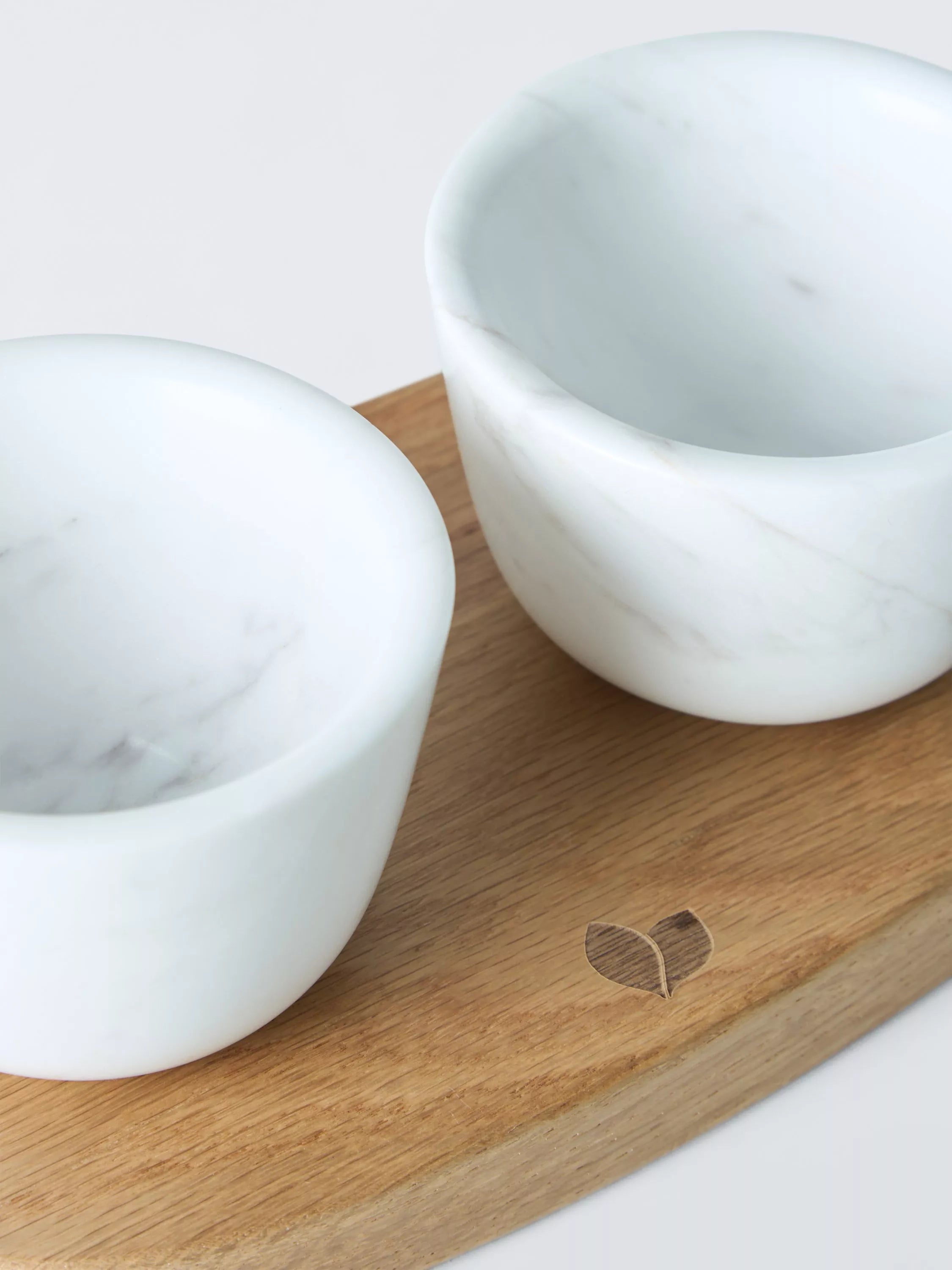 John Lewis Ella marble salt pepper pots FSC oak tray, UK version