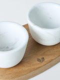 John Lewis Ella marble salt pepper pots FSC oak tray, UK version