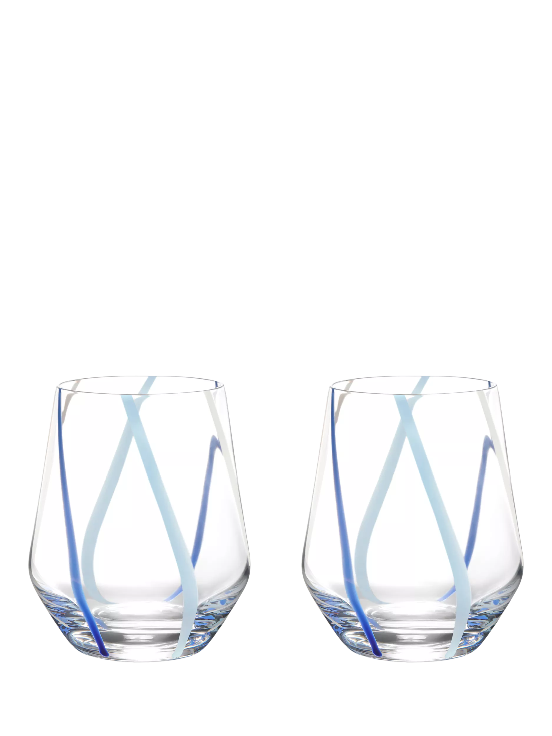 Anton Studio Designs azure striped glass tumblers 450ml set of 2, UK version