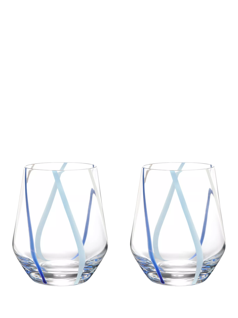 Anton Studio Designs azure striped glass tumblers 450ml set of 2, UK version