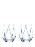 Anton Studio Designs azure striped glass tumblers 450ml set of 2, UK version