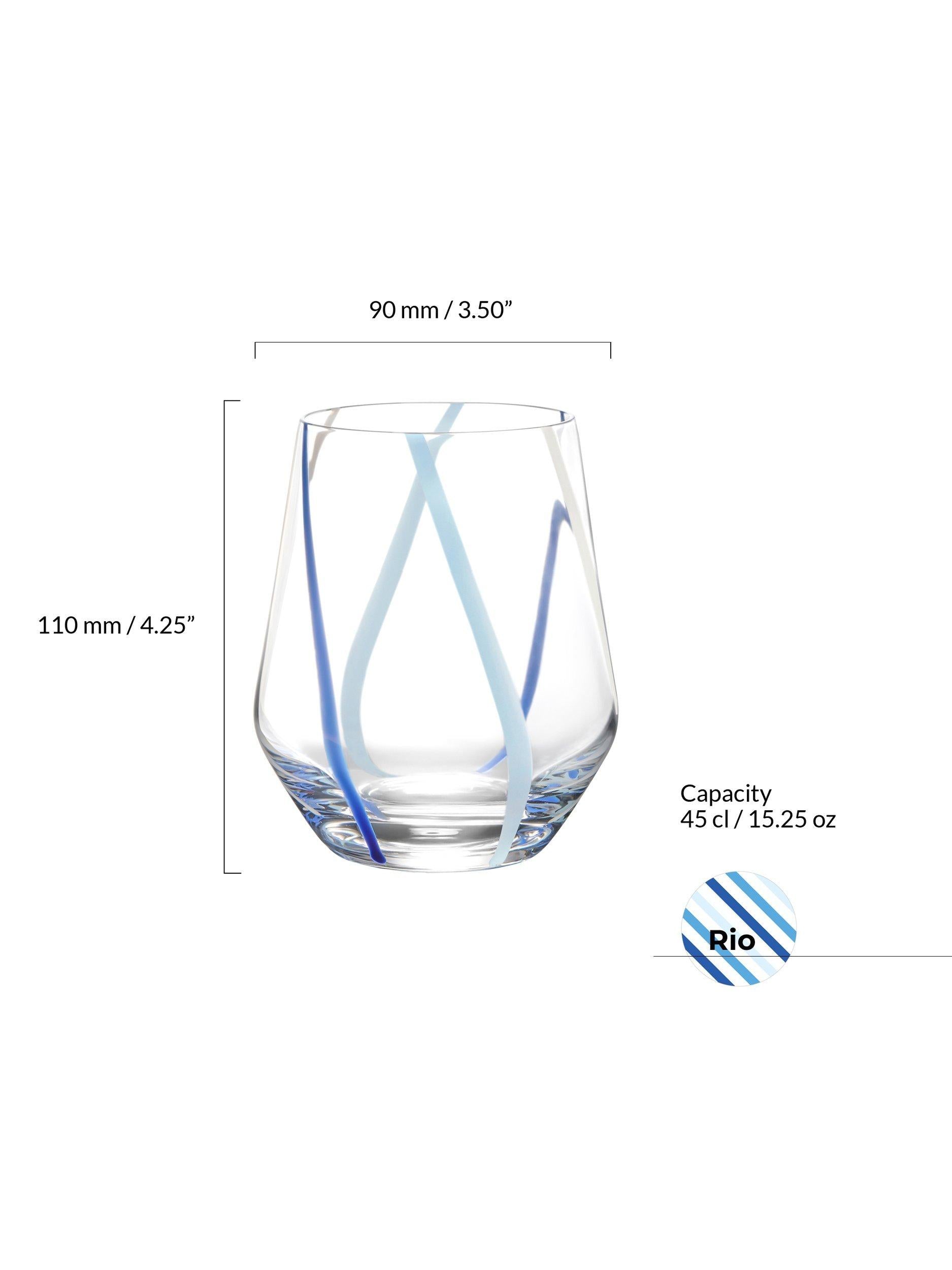 Anton Studio Designs azure striped glass tumblers 450ml set of 2, UK version