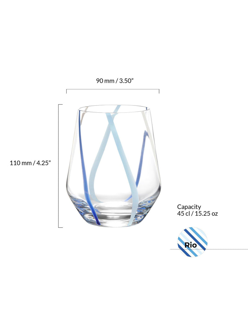 Anton Studio Designs azure striped glass tumblers 450ml set of 2, UK version