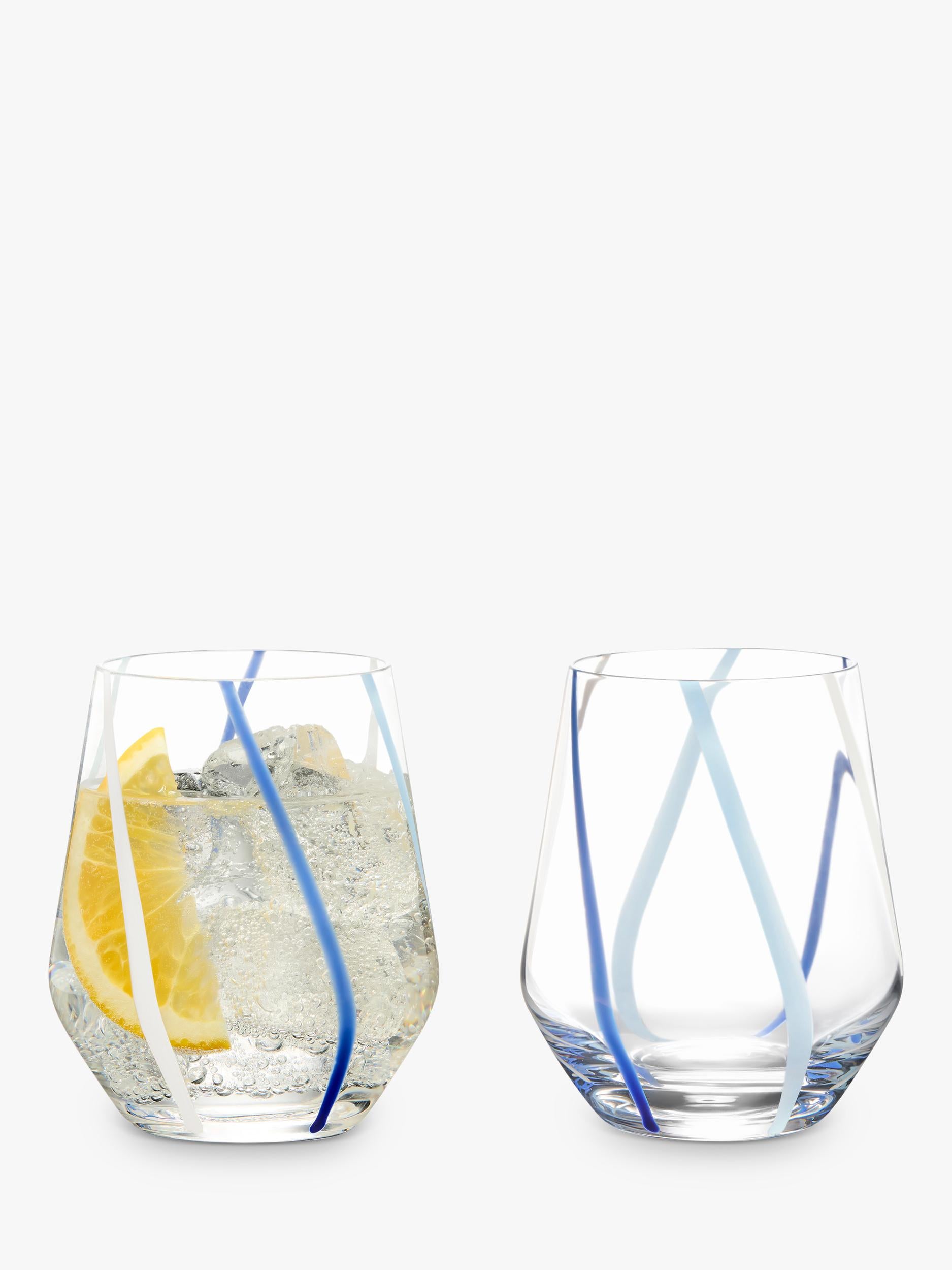 Anton Studio Designs azure striped glass tumblers 450ml set of 2, UK version