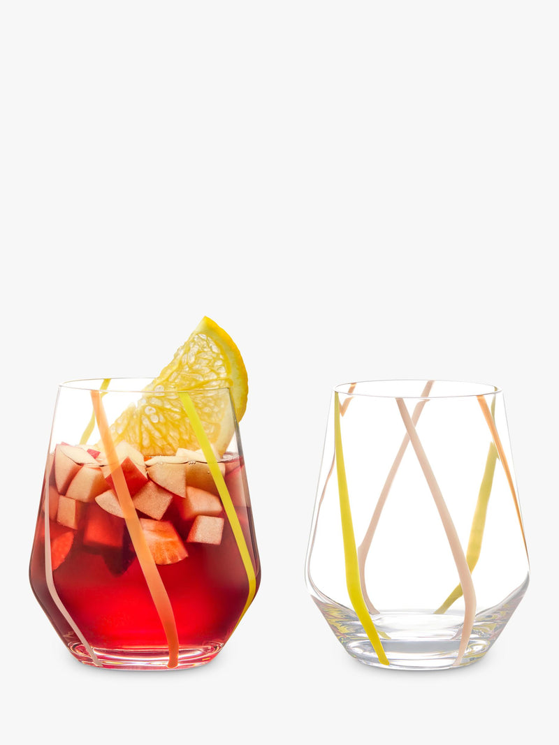 Anton Studio Designs Rio striped glass tumblers 450ml set of 2 - British product