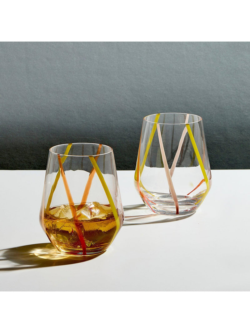Anton Studio Designs Rio striped glass tumblers 450ml set of 2 - British product