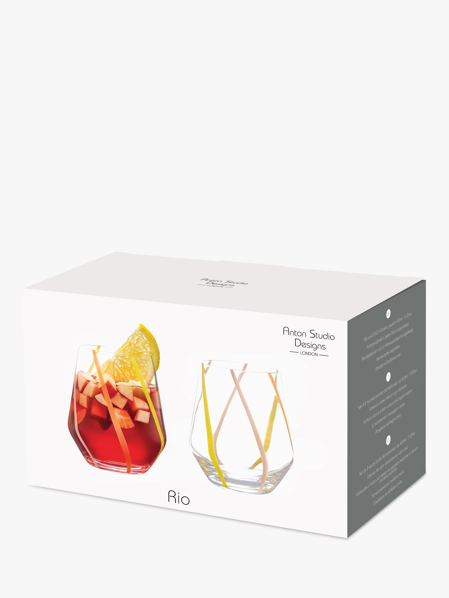 Anton Studio Designs Rio striped glass tumblers 450ml set of 2 - British product