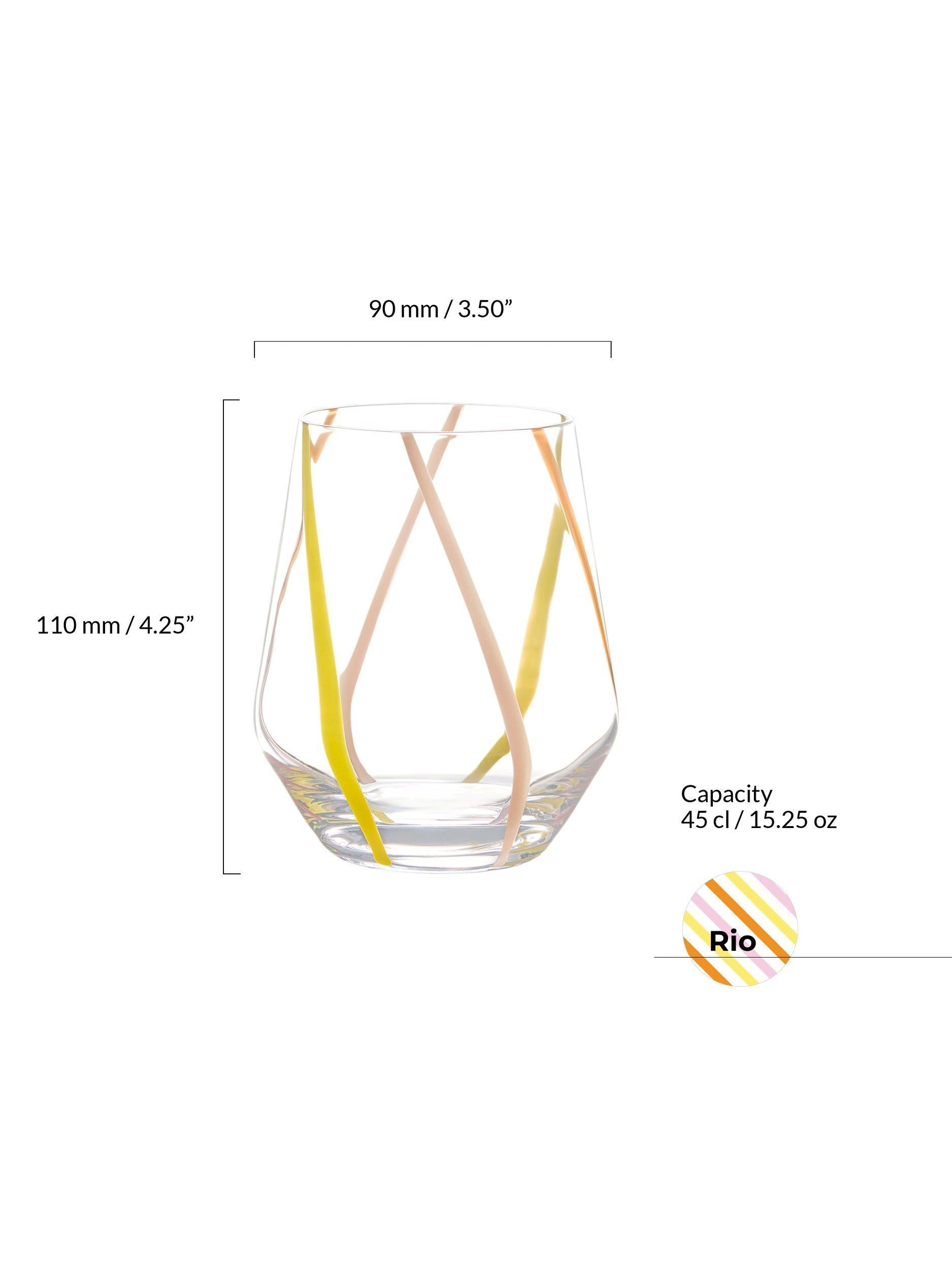 Anton Studio Designs Rio striped glass tumblers 450ml set of 2 - British product