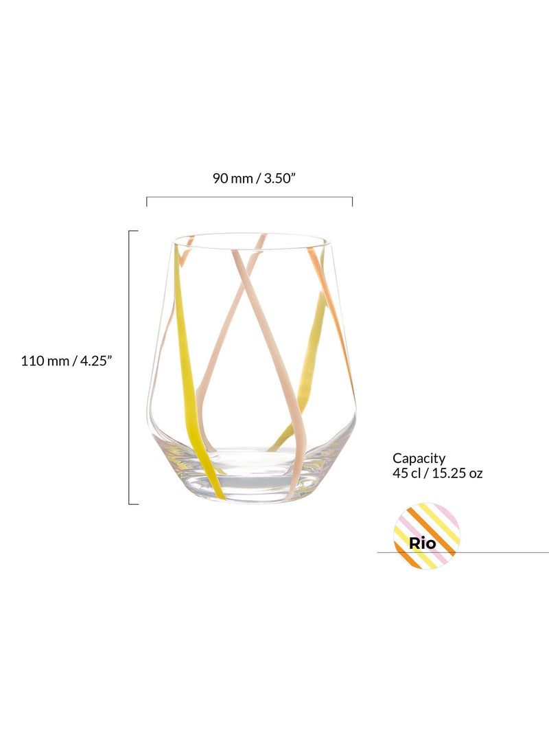 Anton Studio Designs Rio striped glass tumblers 450ml set of 2 - British product