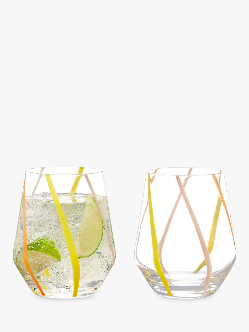 Anton Studio Designs Rio striped glass tumblers 450ml set of 2 - British product