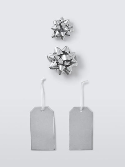 John Lewis John Lewis Silver Bow and Tag Set for Gift Tags- Buy online at McGrocer