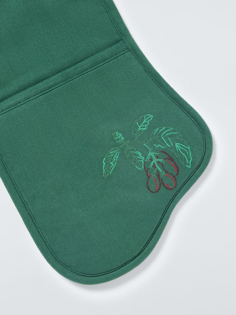 John Lewis Deliciously Ella cotton double oven glove green, imported from the UK