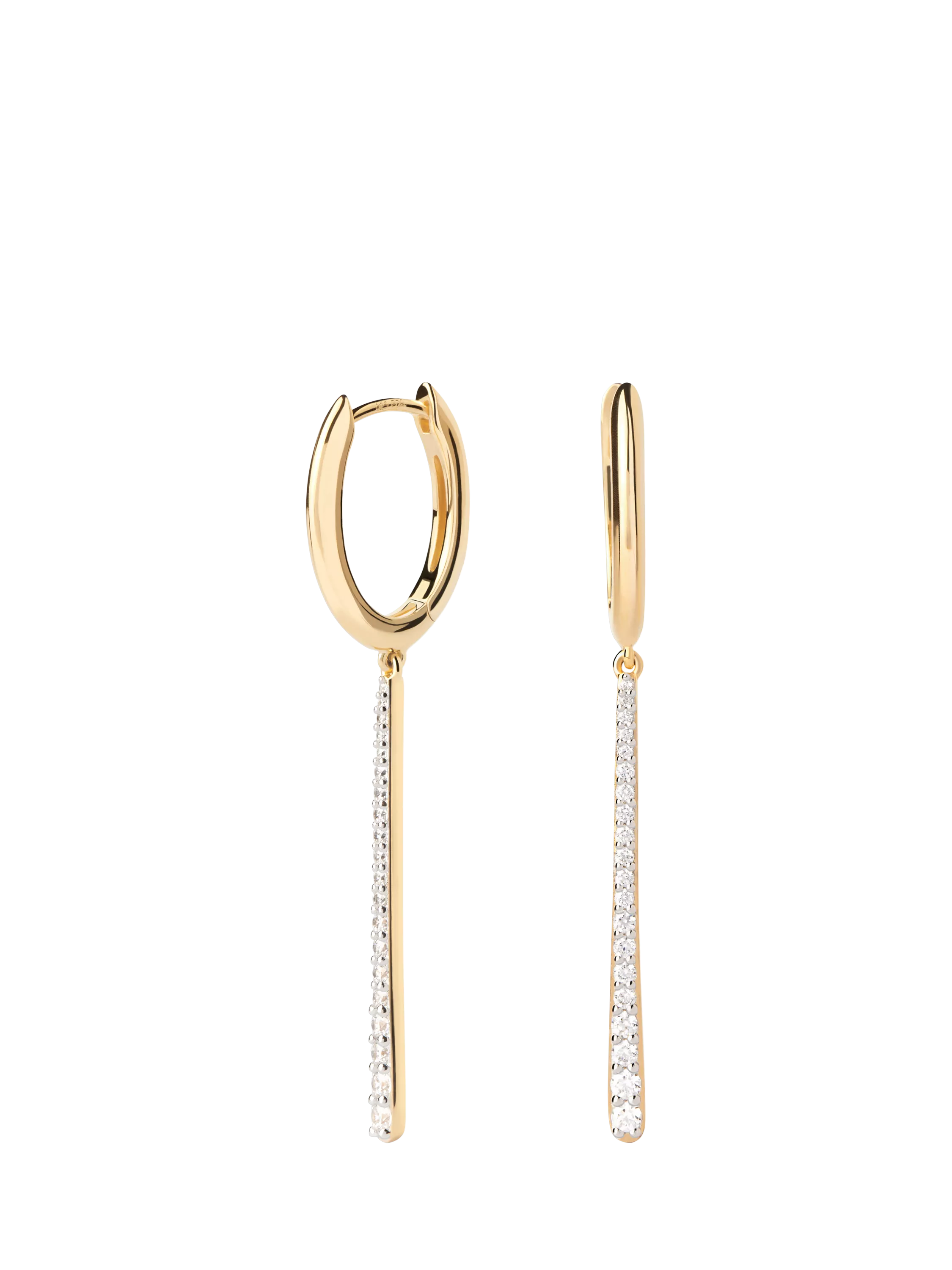 PDPAOLA oval long zirconia drop earrings 50mm, UK version