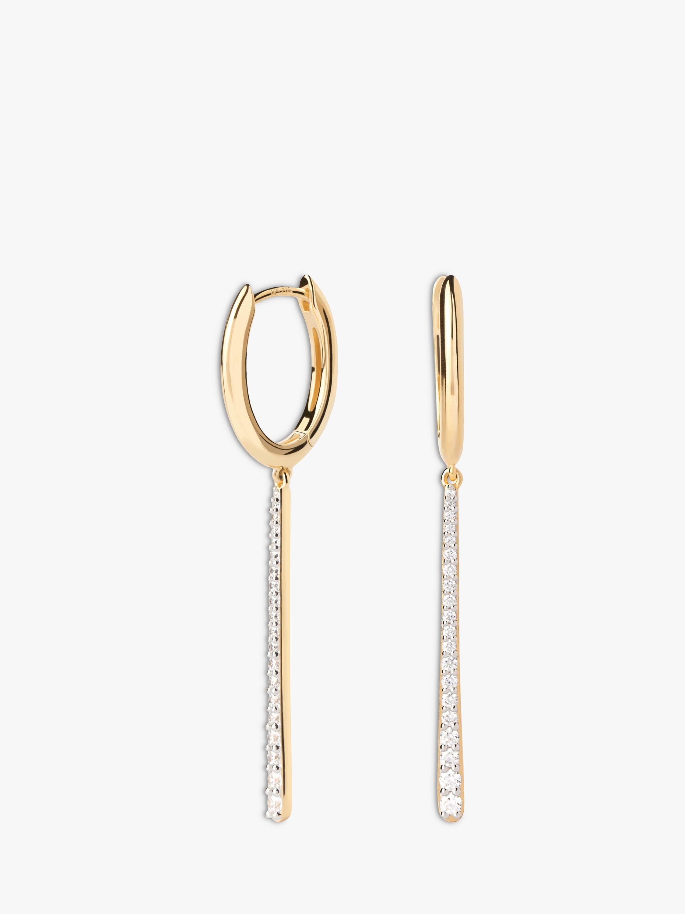 PDPAOLA oval long zirconia drop earrings 50mm, UK version