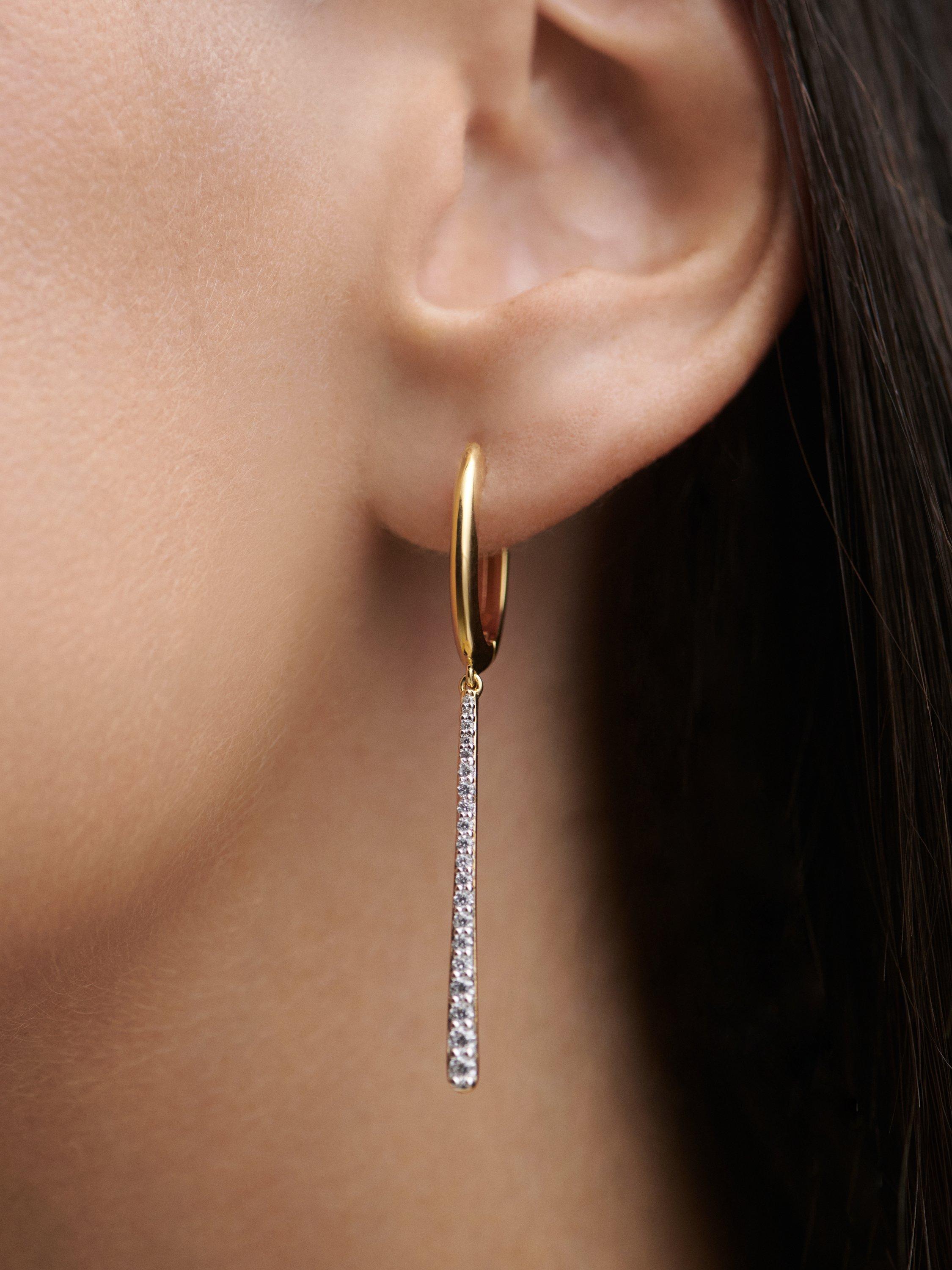 PDPAOLA oval long zirconia drop earrings 50mm, UK version
