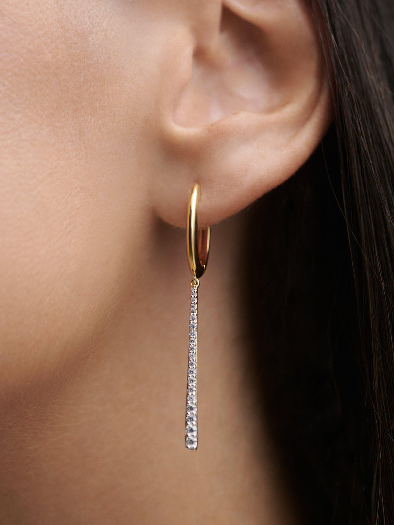 PDPAOLA oval long zirconia drop earrings 50mm, UK version