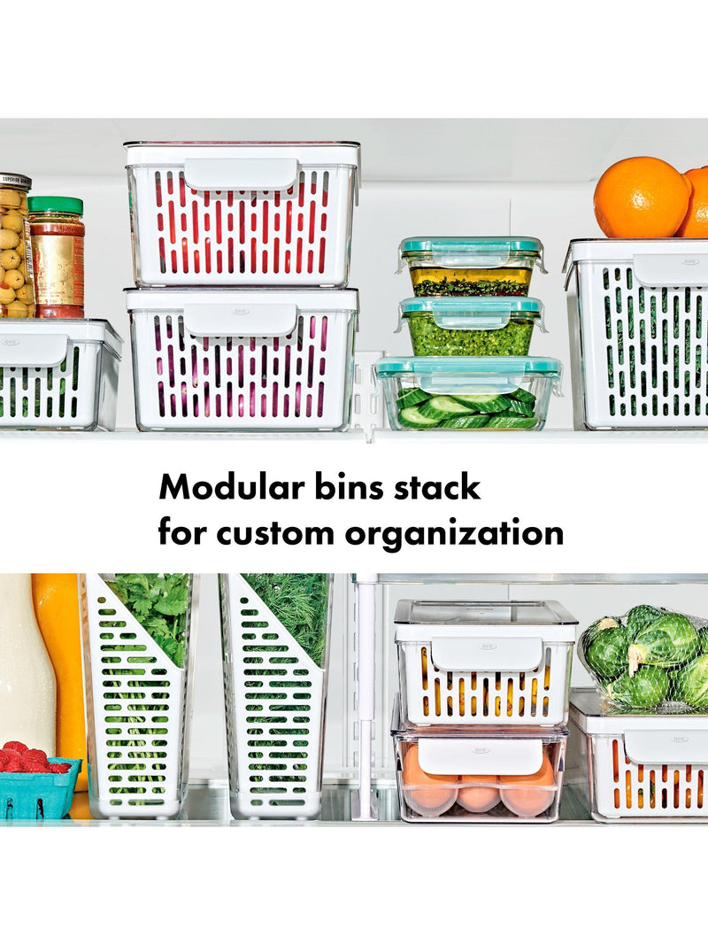 OXO long produce saver storage bin for vegetables, UK version