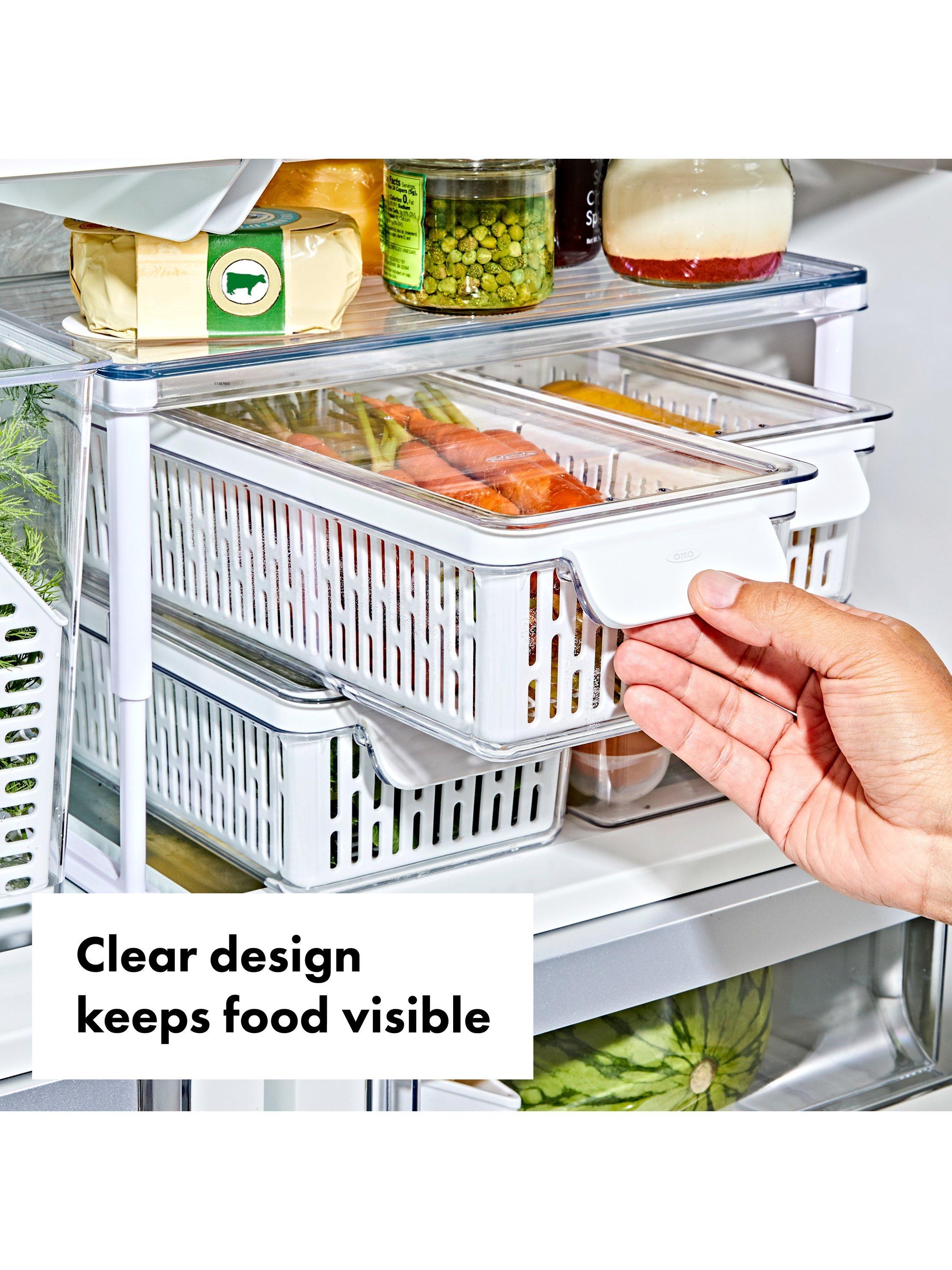 OXO long produce saver storage bin for vegetables, UK version