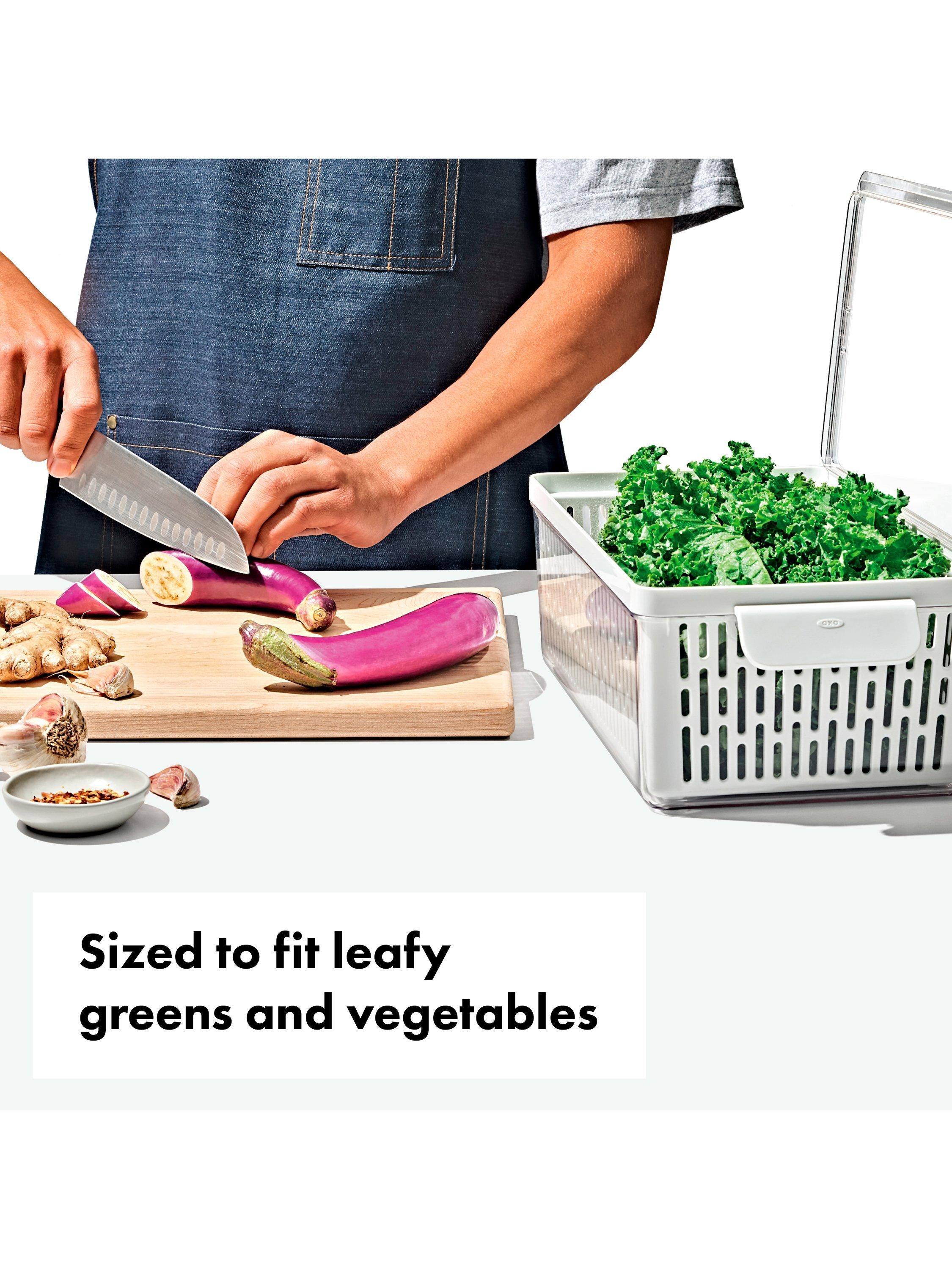 OXO long produce saver storage bin for vegetables, UK version