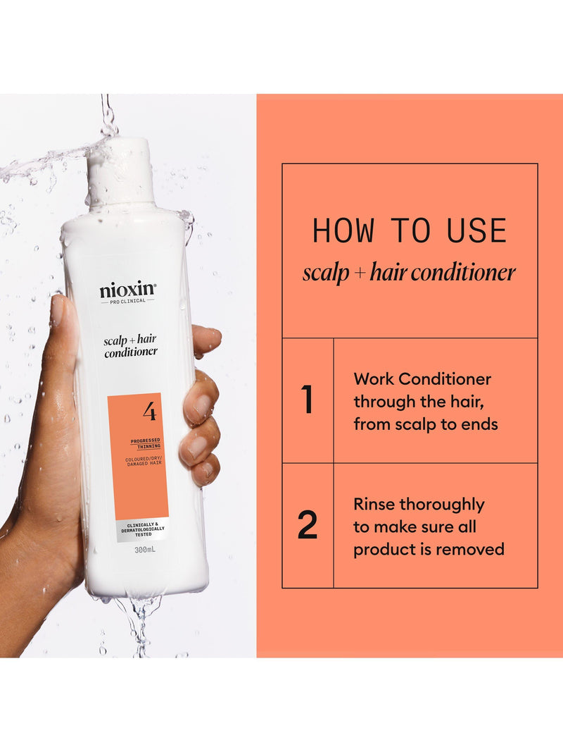 Nioxin scalp and hair thickening conditioner for coloured or dry damaged hair with progressed thinning, 300ml, imported from the UK