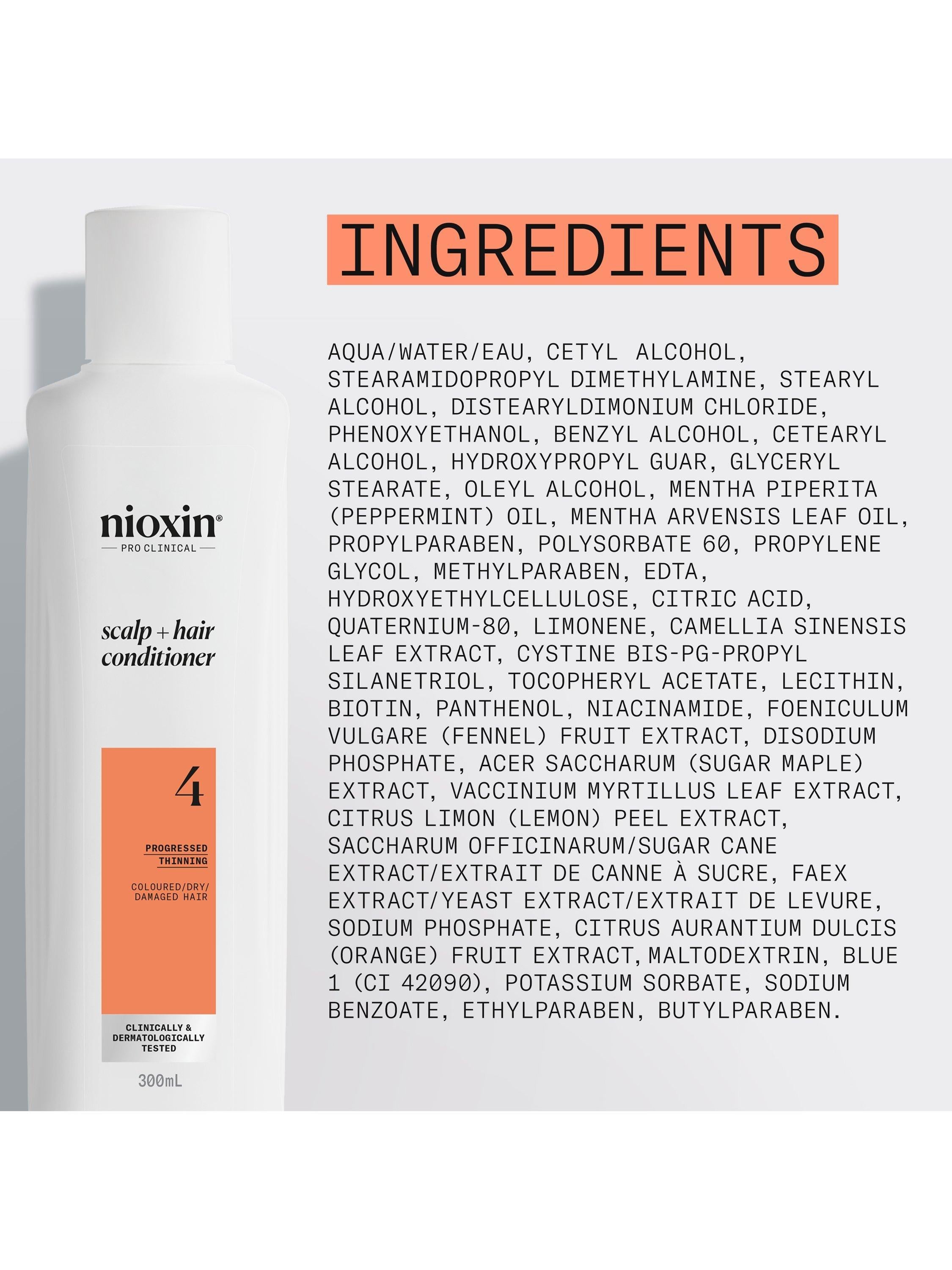 Nioxin scalp and hair thickening conditioner for coloured or dry damaged hair with progressed thinning, 300ml, imported from the UK