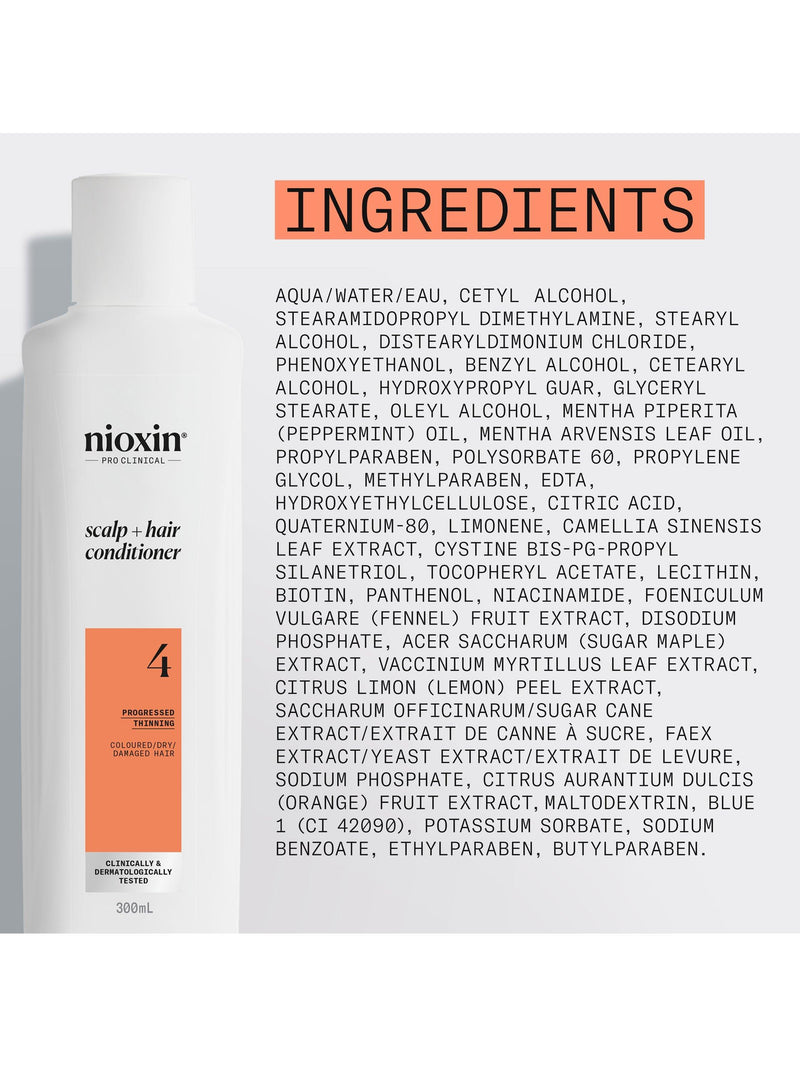 Nioxin scalp and hair thickening conditioner for coloured or dry damaged hair with progressed thinning, 300ml, imported from the UK
