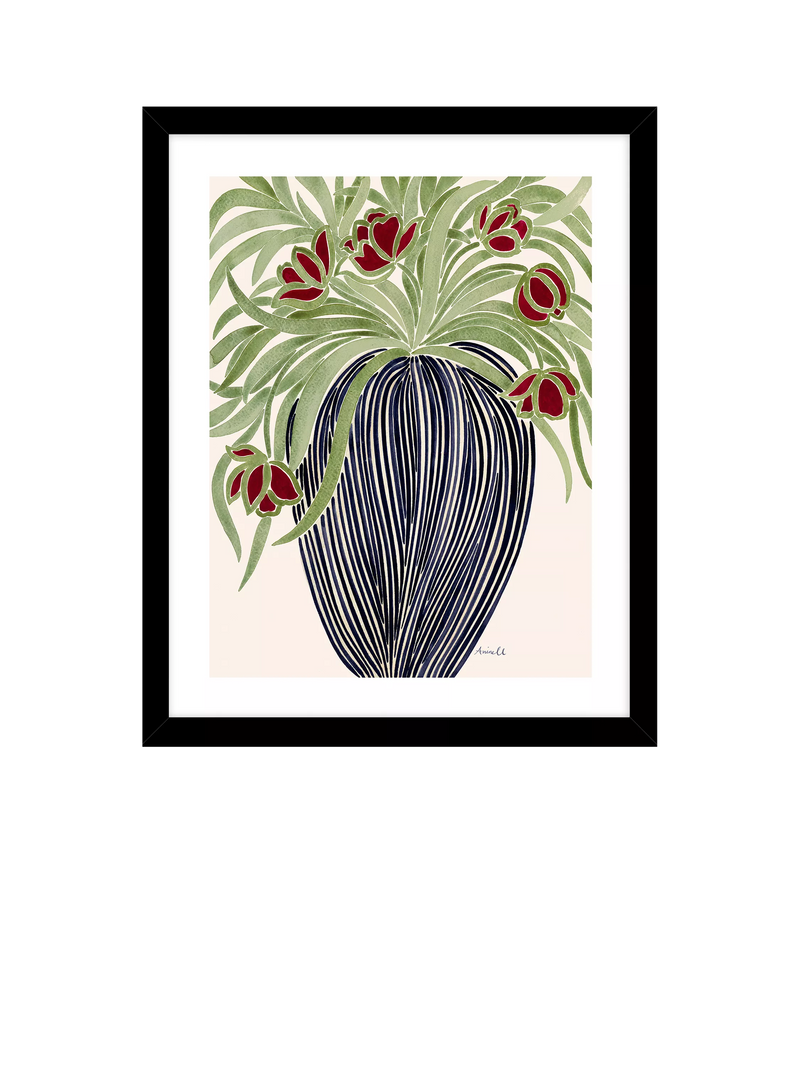 John Lewis La Poire 'May Tulips' Framed Print & Mount, Black/Green, 40cm x 50cm